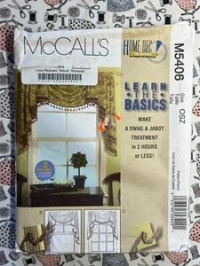 McCall's Home Dec in a Sec Pattern M5406 Swag & Jabot Window Treatment FF UNCUT - Picture 1 of 2