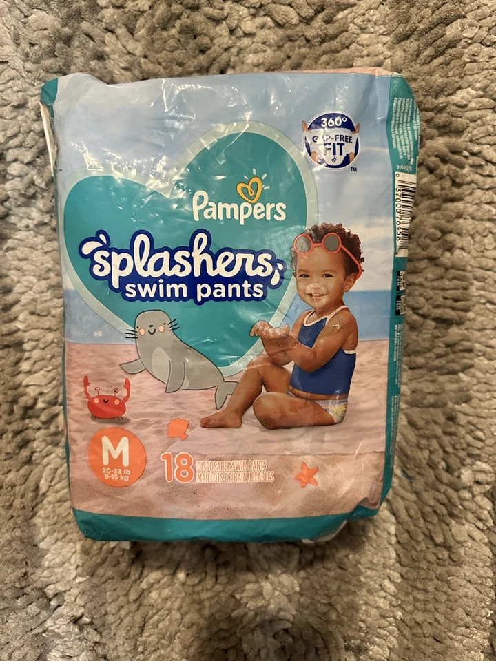 Pantalones de natación desechables Pampers Splashers talla M 20-33 lb. (Pack de 18) Foto 1 de 3