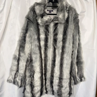 Abrigo de invierno para mujer Roaman gris de piel sintética talla grande 3x 30/32 Foto 1 de 4