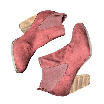 Call It Spring Women's 11 Maroon Booties Fall Winter Boots Faux Suede - Image 1 of 4
