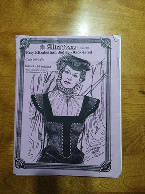 ladies' szs 4-24 Elizabethan back-laced bodice seeing pattern-AlterYears - Image 1 of 2