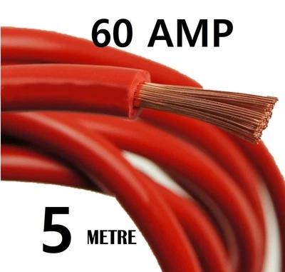 STYLARIZE 5 Metre 60Amp Red Live + 12v Battery Lead Power Strap Car Van Loom Leisure Cable