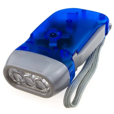 Apretar Charge Funciona con Pilas 3 LED Acampada Dinamo Linterna Con Mano Correa - Imagen 1 de 4