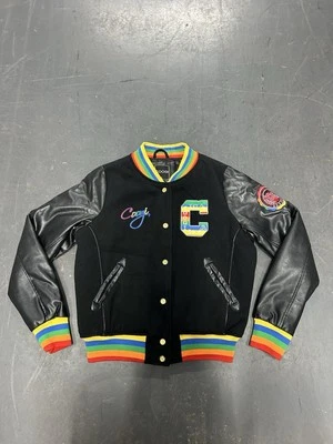 Y2K Coogi Men’s Varsity Letterman Wool Pleather Jacket Size Large Rainbow Button - Image 1 of 4