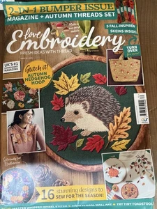 Love Embroidery magazine #70 2025 Bumper issue Autumn Hedgehog Hoop + Threads - Picture 1 of 1