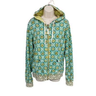 Billabong Boho Hoodie Women Size XL Reversible Coquette Artsy Zip Cotton Surf - Image 1 of 4