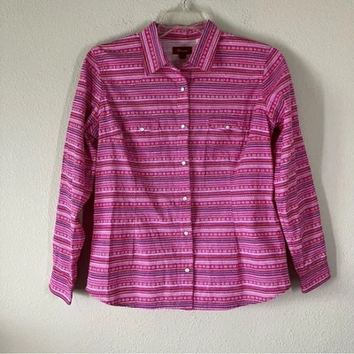 PANHANDLE Western Shirt Pearl Snap Pink Long Sleeve Rodeo Cowgirl Boho Large - Image 1 of 4