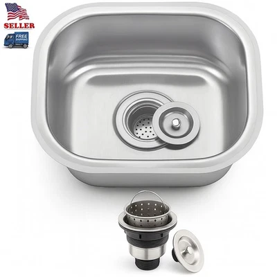 OAKLAND 15"x13" Undermount Small Bowl Kitchen Bar Prep Sink Stainless Steel