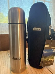 Neue Jeep Thermoskanne aus Edelstahl - Heiß- & Kaltgetränke, mit Kunstlederetui - Bild 1 von 3