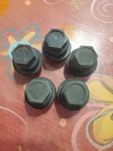 1985 Corvette C4 Wheel Lug Nuts BLACK Caps GM Set Of 5 Oem (B332) - Picture 1 of 2