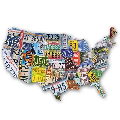 TDC Games USA License Plates Jigsaw Puzzle, America Shaped, 1,000 pieces, 31 in - Image 1 of 4