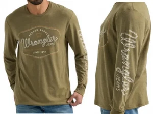 Wrangler Men's Graphic Long Sleeve - Burnt Olive - Picture 1 of 1