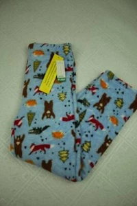 NEW Boys Lounge Pants Medium 8 - 10 Blue Fox Bear Animals Pajamas PJs Plush Soft - Picture 1 of 5