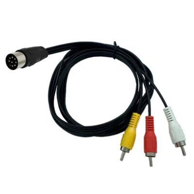 6FT TV AV Audio Video 8Pin DIN 3 RCA Composite Cable Audio Adapter - Image 1 of 3