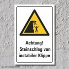 Schild "Steinschlag, instabile Klippe", DIN ISO 20712, 3 mm Alu-Verbund  