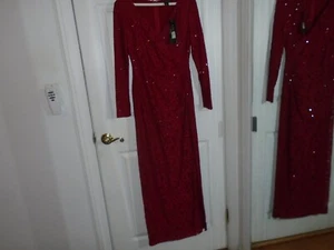 Ralph Lauren Kleid rot Pailletten Spitze Größe 4P neu mit Etikett - Bild 1 von 3