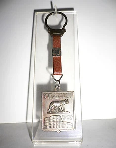 1960 Olympic Games Rome Silver TORCH RELAY Leather Keychain XVII GIOCHI OLIMPICI - Picture 1 of 5