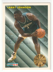 1993-94 Fleer #223 League Leader Larry Johnson - Picture 1 of 2