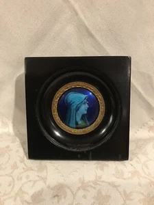 Antique French Limoges Enameled Miniature Plaque w/Ebony Ormolu Frame-343 - Picture 1 of 9