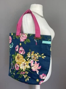 Joules Floral Print Tote Shopper Beach Bag Colourful Shoulder Handbag Pink Blue - Picture 1 of 13