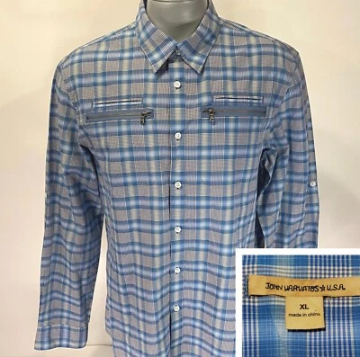 John Varvatos XL Long Sleeve Button Up Shirt Blue Plaid Men (Runs Slim) - Image 1 of 4