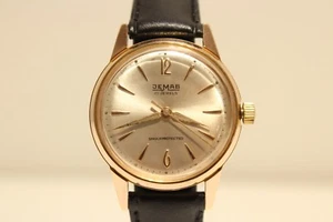 VINTAGE RARE MILITARY GIFT GOLD PLATED MECHANICAL SWISS MEN'S WATCH "JEMAB" 17 J - Picture 1 of 8