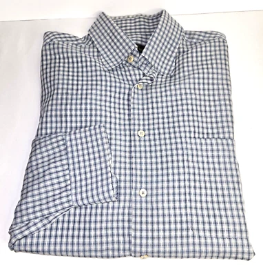 BUGATCHI Uomo Men's Gray Black White Check Long Sleeve Shirt Size LARGE - Image 1 of 4