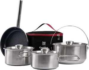 Stainless Steel Camping Cookware Set, Camping Equipment with Carring Bag - Picture 1 of 6