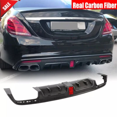 For Benz S-Class W222 S63 S65  Sedan 14-17 Carbon Fiber Rear Bumper Diffuser  - Image 1 of 4