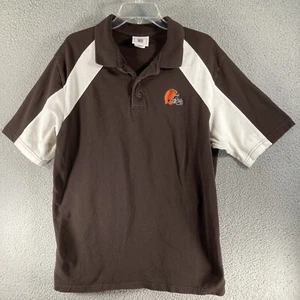 NFL Cleveland Browns Polo Shirt Men's Large Brown White Embroidered Short Sleeve - Picture 1 of 14