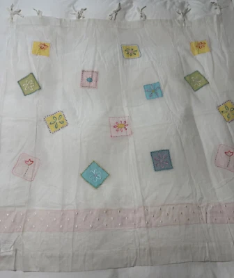 Pottery Barn Kids 3 Curtains Floral Semi Sheer Whimsical Girls Patchwork 43x42 - Image 1 of 4
