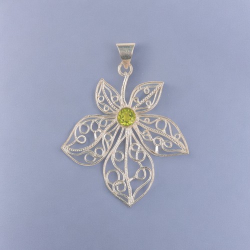 VETEMENTS Ciondolo donna gioiello regalo argento sterling 925 pietra preziosa peridoto naturale 2 29"