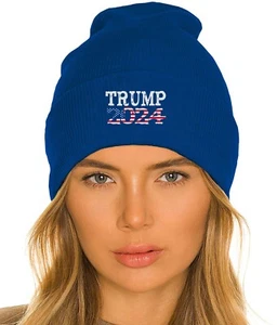 Donald Trump 2024 MAGA  45  47 Blue Cap Design Hat Solid 12″ Cuffed Beanie - Picture 1 of 1