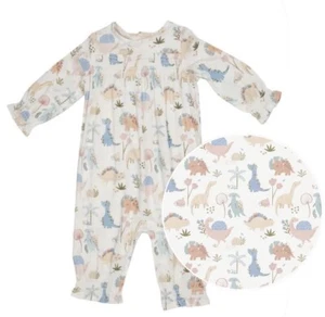 Angel Dear Baby Girl Long Sleeve Smocked Bamboo Romper Soft Dinos 18-24 Months - Picture 1 of 5