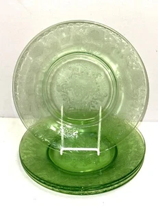 4 Hazel Atlas FLORENTINE #2 GREEN 9 3/4" DINNER PLATES - Picture 1 of 1
