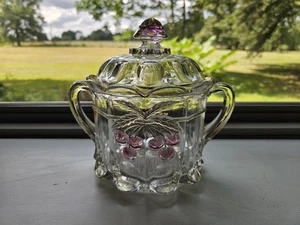 Northwood Biscuit/Cookie Jar Cherry & Cable 8"T w/Lid & Handles USA Good Cond ๐ - Picture 1 of 13