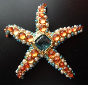Broche Prendedor Grande Kenneth Jay Lane KJL Raro De Colección Cabujón Estrella de Mar Firmado - Imagen 1 de 6