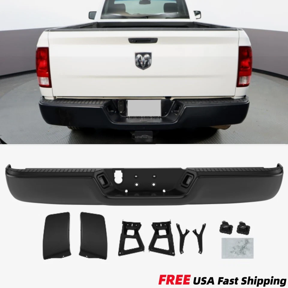Black Rear Step Bumper w/o Sensor Hole For 09-18 Dodge Ram 1500 10-12 2500 3500 - Image 1 of 4