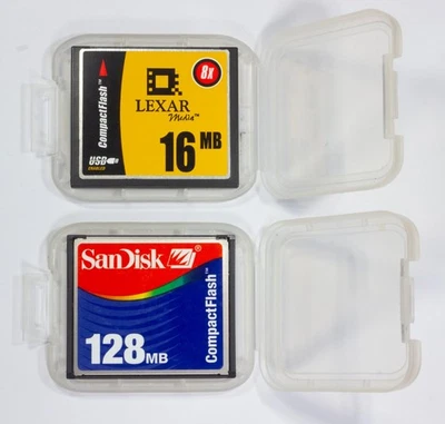 SanDisk 128MB & 16MB Compact Flash Card  & Lexar 16MB Compact Flash Card - BOTH - Image 1 of 4