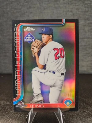 2025 Topps Chrome Pro Debut Jonah Tong True Black Refractor #'d 10/10 Mets - Image 1 of 2