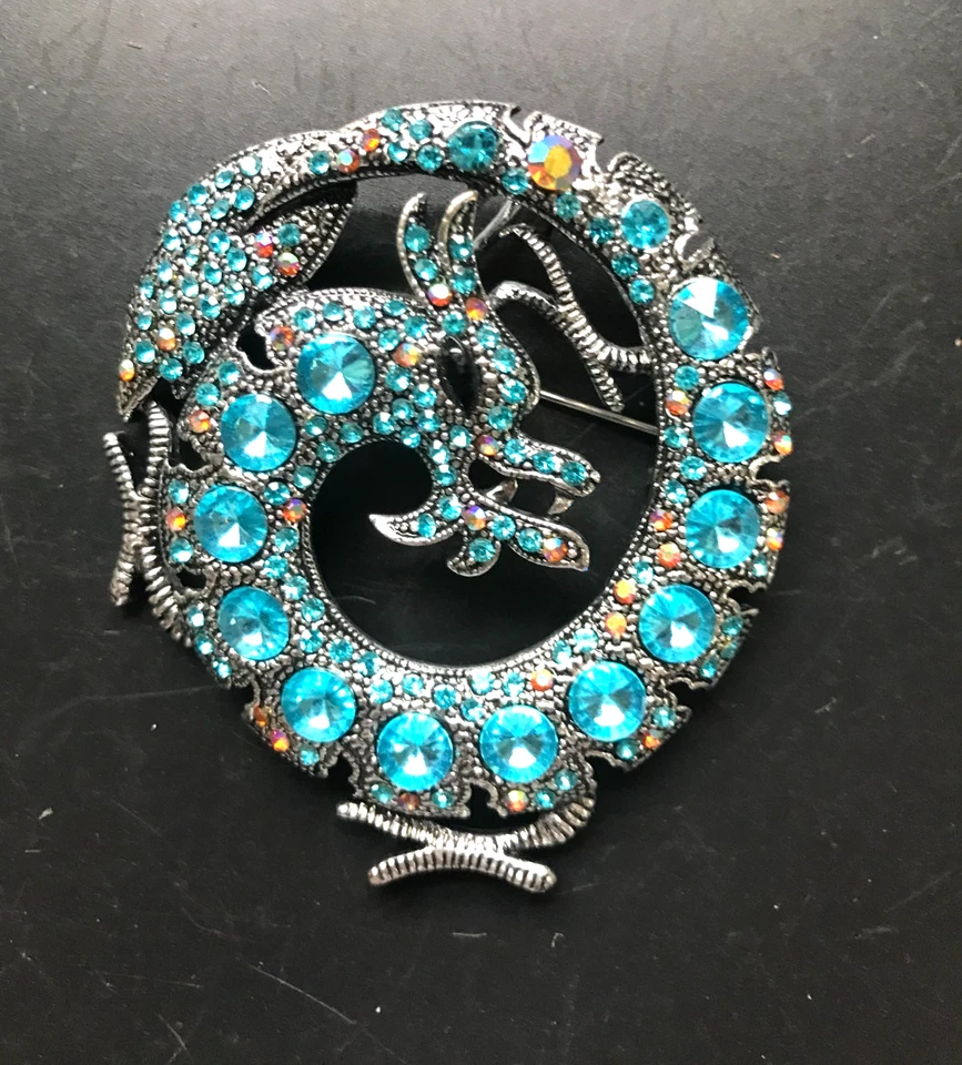 ÚNICO BROCHE PRENDEDOR DRAGÓN BJ BETSEY JOHNSON con CONJUNTOS COLOR TURQUESA Foto 1 de 1