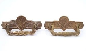 Pair of Antique Eastlake Figural Brass Dresser Drawer Pulls - Picture 1 of 8