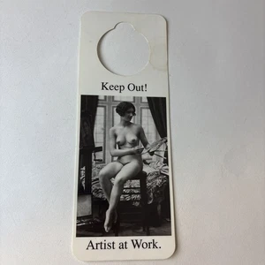 VTG 1989 aDOORnments Nude Woman Keep Out Artist at Work Door Knob Hanger - Picture 1 of 6