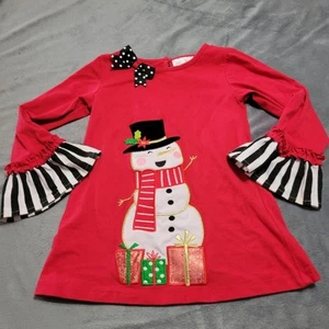 Rare Edition Tunic Top Girls 5 Red Christmas Snowman Ruffle Shirt Dress Presents - Picture 1 of 11