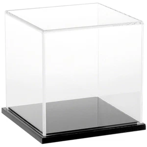 Vitrina de acrílico transparente Plymor con base negra, 6" x 6" x 6" - Imagen 1 de 1