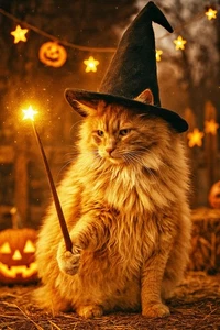 Your Pet Dog Cat Transformed into a Magical Halloween Portrait Personalised Art - Picture 1 of 14
