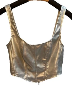 Sincerely Jules Corset Faux Leather Cropped Women's Square Neck Size Medium - Picture 1 of 8