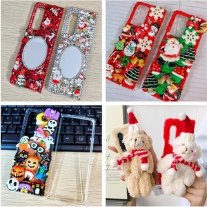 For Galaxy Z Fold 7 3/Z Fold 4/Z Fold 5 Case Bling Cute Girl Xmas Halloween Case - Picture 1 of 17