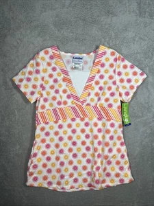 Landau Scrub Women’s Sun V Neck Print Pockets Scrub Top Size Small NWT - Picture 1 of 8