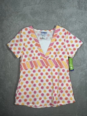 Landau Scrub Women’s Sun V Neck Print Pockets Scrub Top Size Small NWT - Image 1 of 4